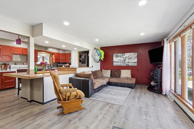 313 W S St, Pearl City, IL 61062 - living area with a wealth of natural light, recessed lighting, and light wood-style floors