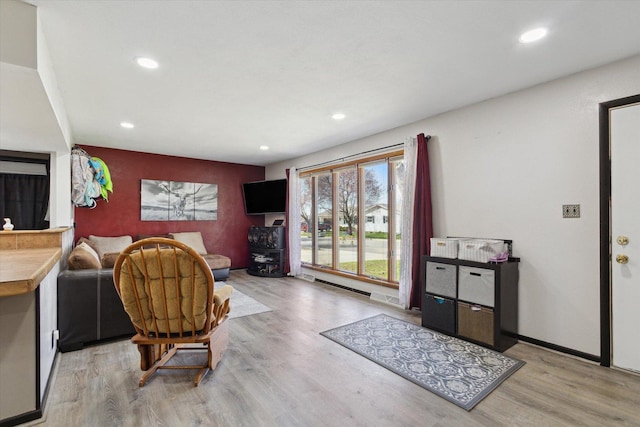 313 W S St, Pearl City, IL 61062 - living area with light wood-style flooring and recessed lighting