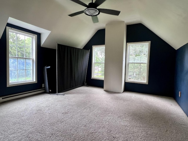 2215 Deets Rd, Sterling, IL 61081 - bonus room featuring healthy amount of natural light, a ceiling fan, carpet, and lofted ceiling