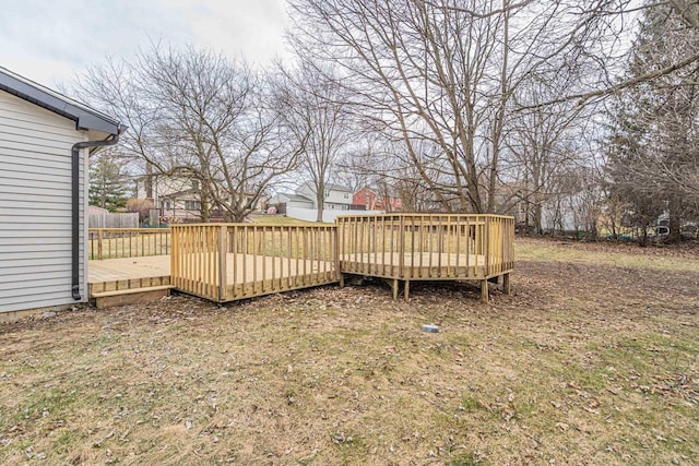 view of yard with a wooden deck