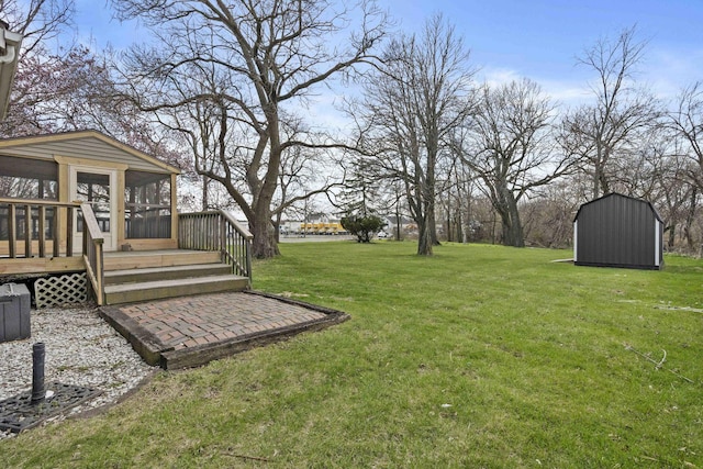 1856 Bernice Rd, South Holland, IL 60473 - view of yard with an outdoor structure, a storage unit, and a sunroom