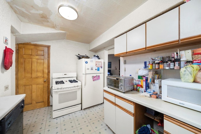 429 Geneva Ave, Bellwood, IL 60104 - kitchen featuring a toaster, light floors, light countertops, white appliances, and white cabinetry