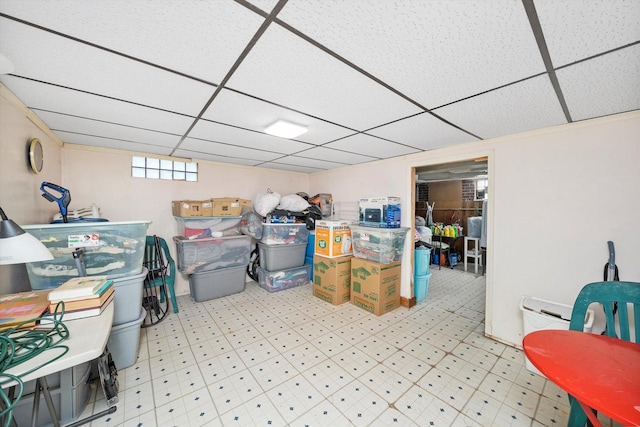 429 Geneva Ave, Bellwood, IL 60104 - below grade area featuring tile patterned floors and a drop ceiling