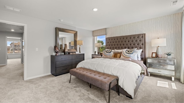12117 Kelsey Dr, Huntley, IL 60142 - bedroom with light carpet, visible vents, and baseboards