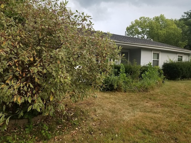 view of home's exterior with a lawn