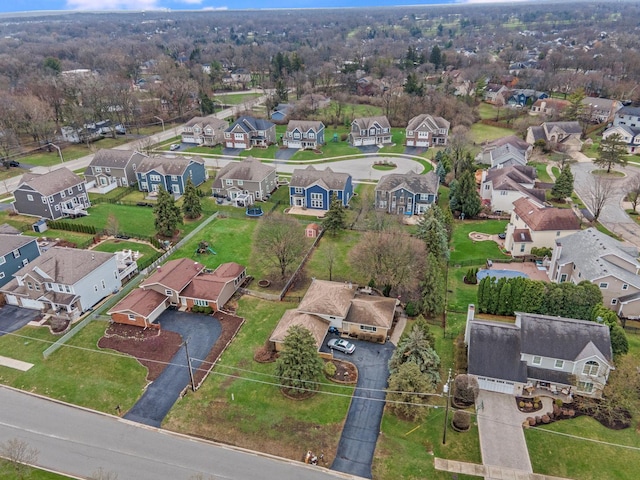 birds eye view of property with a residential view
