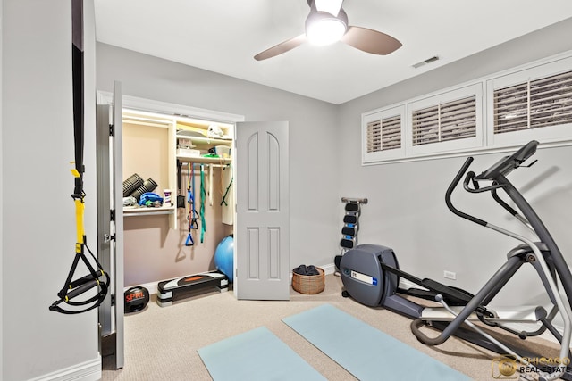 816 W Lill Ave, Chicago, IL 60614 - exercise room with ceiling fan, baseboards, and carpet