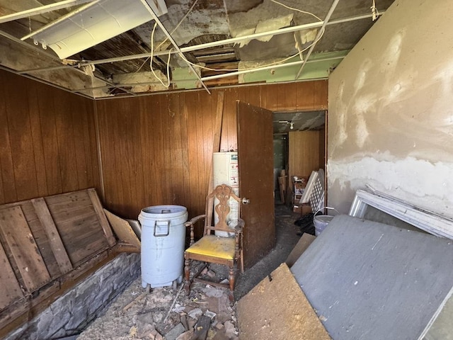 misc room with wooden walls