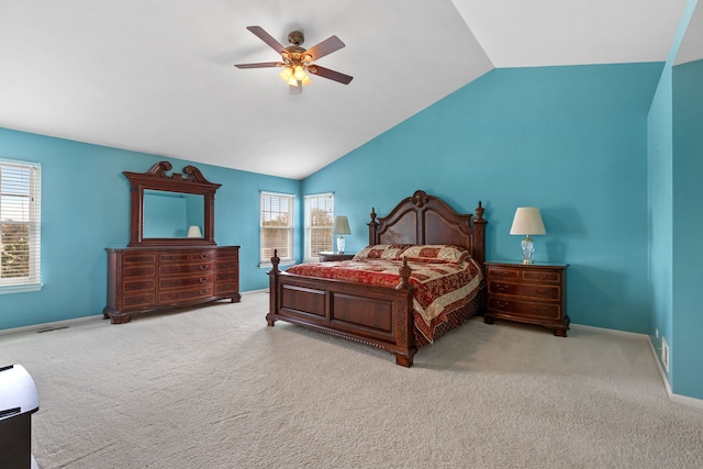 1289 Mallard Ln, Hoffman Estates, IL 60192 - carpeted bedroom featuring lofted ceiling, a ceiling fan, and baseboards