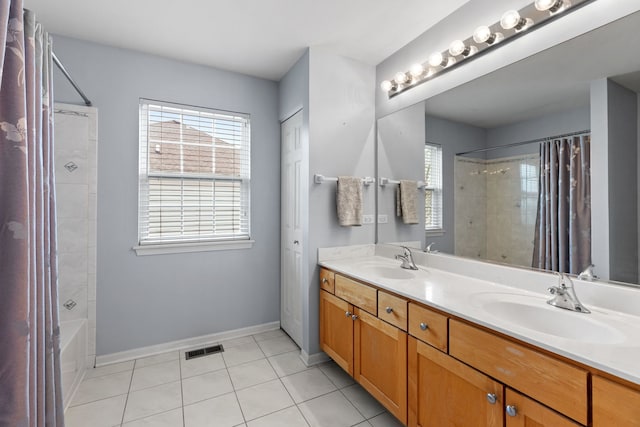 1289 Mallard Ln, Hoffman Estates, IL 60192 - full bath featuring tile patterned floors, baseboards, visible vents, and a sink