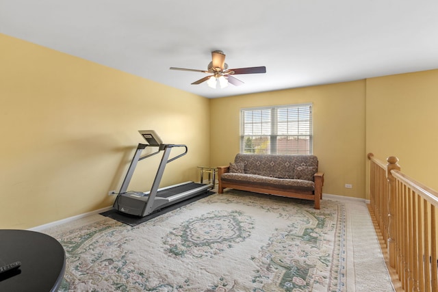 1289 Mallard Ln, Hoffman Estates, IL 60192 - workout room featuring baseboards, carpet, and ceiling fan