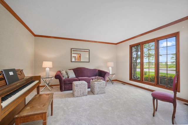 2756 Fox River Ln, Naperville, IL 60565 - carpeted living room with baseboards and crown molding