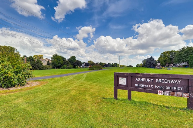 view of home's community featuring a lawn