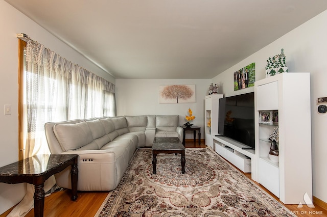 living area featuring light wood finished floors