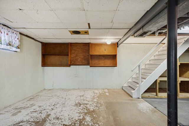 unfinished below grade area with stairway
