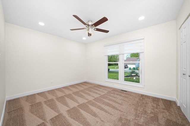 1 Fernwood Ct, Romeoville, IL 60446 - carpeted empty room with ceiling fan, recessed lighting, and baseboards