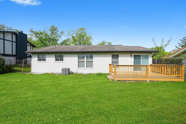 1 Fernwood Ct, Romeoville, IL 60446 - back of property featuring central AC and a deck