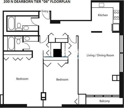 200 N Dearborn St Unit 2406, Chicago, IL 60601 - floor plan / room layout