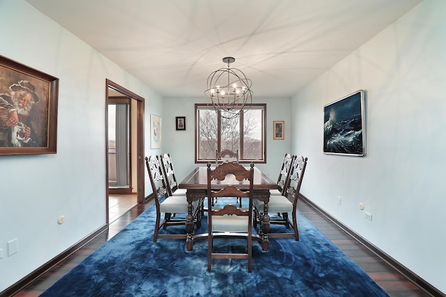 6400 N Cicero Ave Unit 511, Lincolnwood, IL 60712 - dining area with an inviting chandelier, baseboards, wood finished floors, and a healthy amount of sunlight