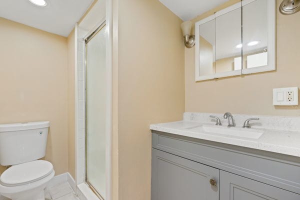 3507 N Osceola Ave, Chicago, IL 60634 - full bathroom featuring vanity and a shower stall