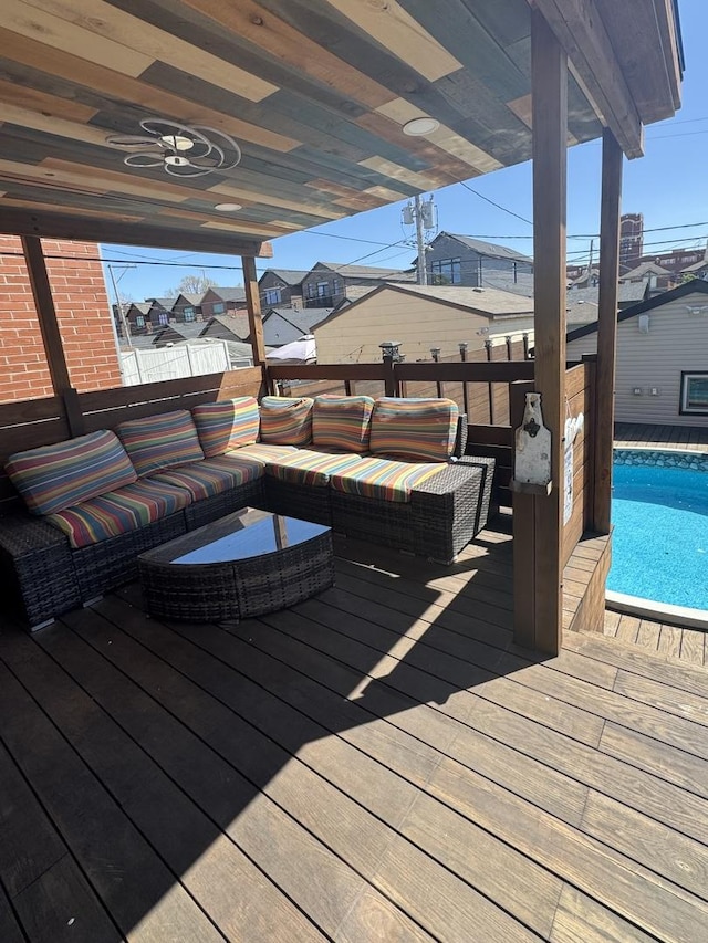 455 W 38th St, Chicago, IL 60609 - wooden deck featuring an outdoor living space and an outdoor pool