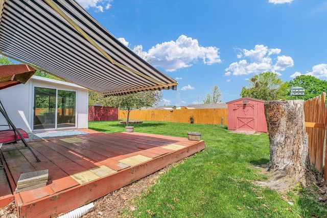 2240 Marilyn Dr, Saint Joseph, IL 61873 - view of yard featuring a wooden deck, a storage shed, and an outbuilding