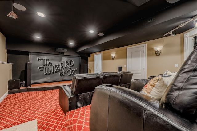 cinema featuring carpet and recessed lighting