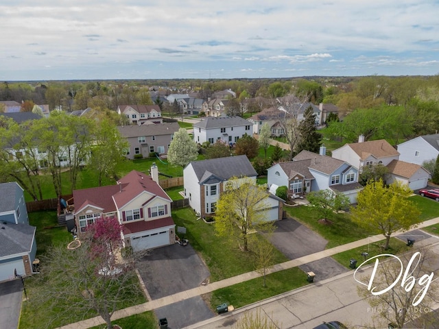 bird's eye view with a residential view