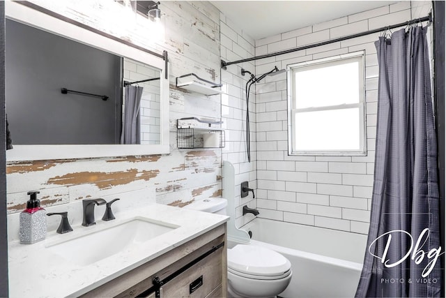 2272 Iroquois Ln, Round Lake Heights, IL 60073 - full bathroom with toilet, shower / bath combination with curtain, and vanity