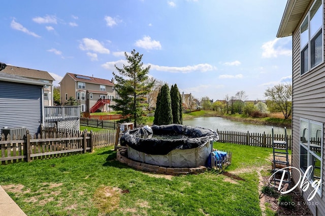 2272 Iroquois Ln, Round Lake Heights, IL 60073 - view of yard featuring a fenced backyard and a water view