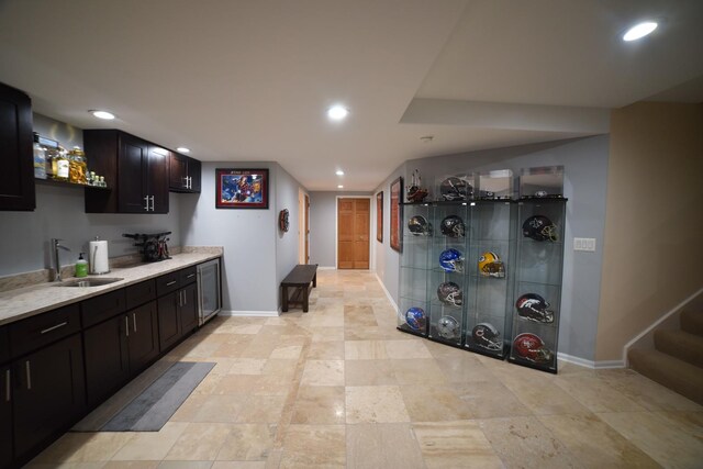 exercise area with recessed lighting and baseboards