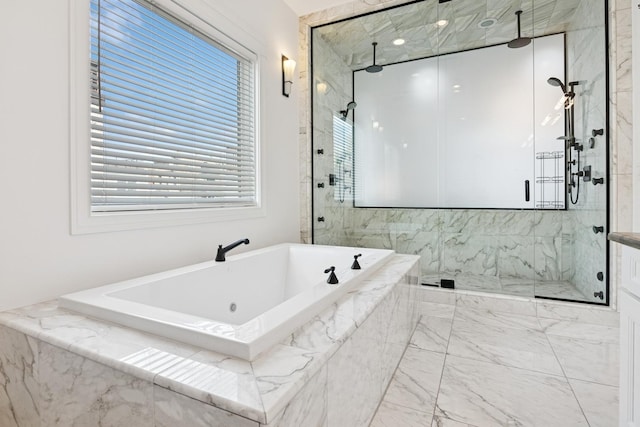 1431 N Mohawk St, Chicago, IL 60610 - full bath with a marble finish shower, a bath, and marble finish floors