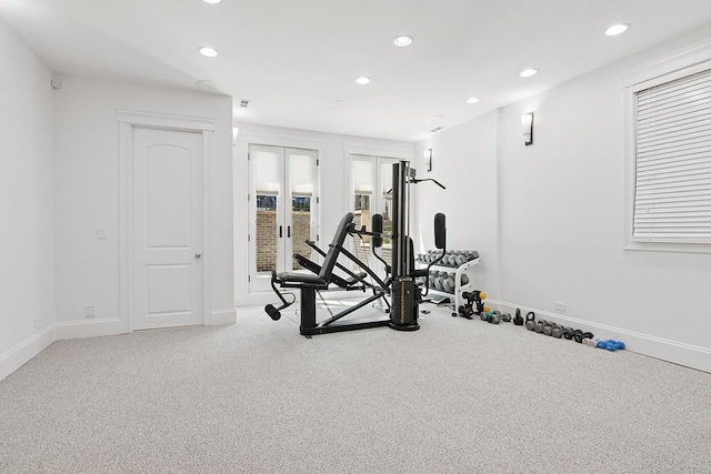 1431 N Mohawk St, Chicago, IL 60610 - workout area with recessed lighting, baseboards, carpet, and french doors