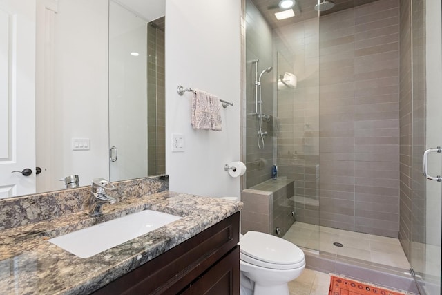 1431 N Mohawk St, Chicago, IL 60610 - bathroom with a shower stall, vanity, toilet, and recessed lighting