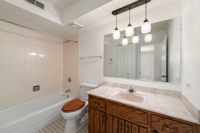 9810 Mill Dr W Unit 1B, Palos Park, IL 60464 - full bath with vanity, shower / tub combination, toilet, tile patterned flooring, and visible vents
