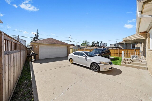 detached garage with fence