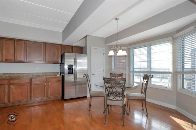7728 Greenway Blvd Unit 3Sw, Tinley Park, IL 60487 - dining room with baseboards, wood finished floors, and a notable chandelier
