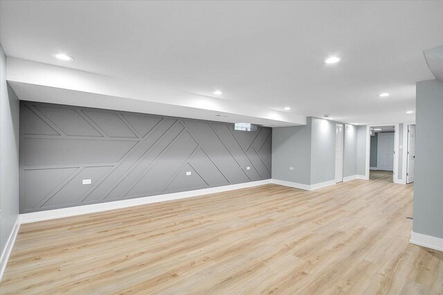 314 W 106th Pl, Chicago, IL 60628 - finished basement with baseboards, light wood-style flooring, and recessed lighting