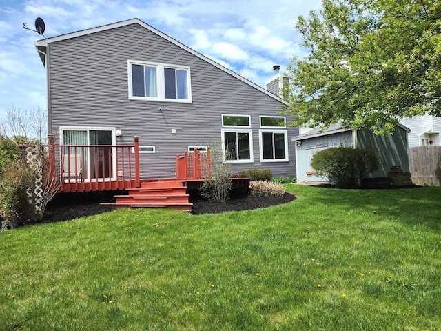view of home's exterior featuring a chimney and a lawn