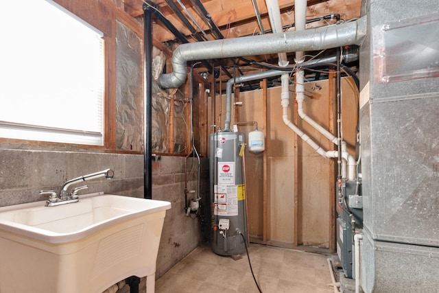 742 Newell Ave, Calumet City, IL 60409 - utilities with heating unit, a sink, and water heater