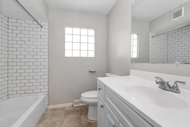 742 Newell Ave, Calumet City, IL 60409 - bathroom with visible vents, tub / shower combination, baseboards, toilet, and vanity