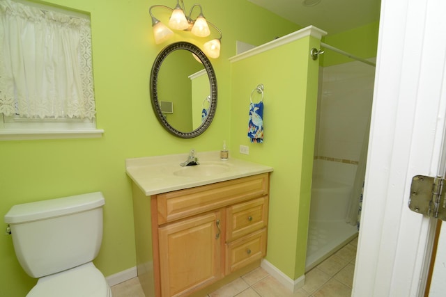 2816 Stilling Blvd, Mchenry, IL 60050 - full bath featuring tile patterned flooring, toilet, walk in shower, vanity, and baseboards