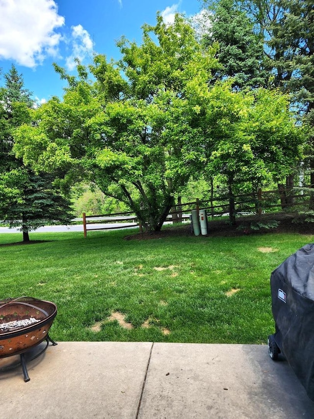 119 Oak Knoll Ct, Volo, IL 60020 - view of yard featuring a fire pit and a patio