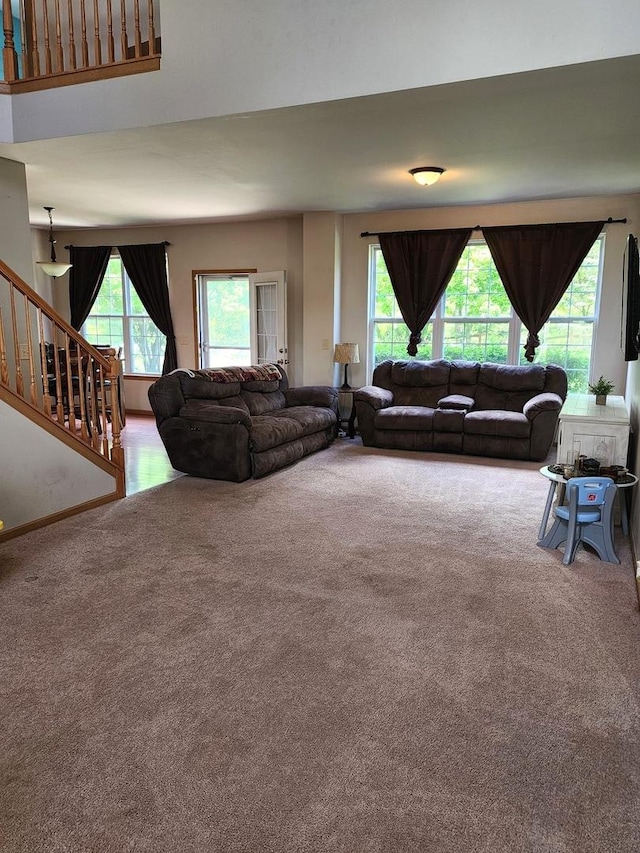119 Oak Knoll Ct, Volo, IL 60020 - carpeted living room with stairs