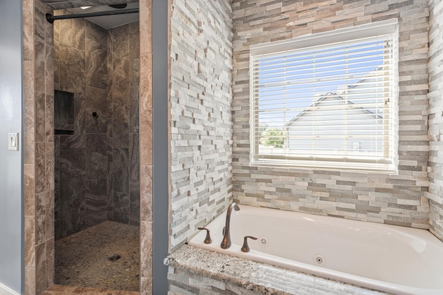 1101 Cascade Dr, Savoy, IL 61874 - bathroom with a tub with jets and tiled shower