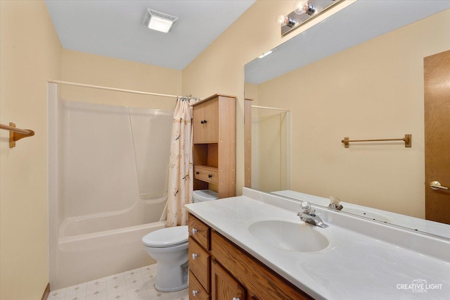 1231 Anthony Ln, Sandwich, IL 60548 - full bathroom with toilet, vanity, shower / bath combo with shower curtain, and tile patterned floors