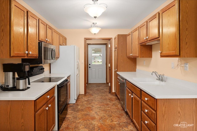 1231 Anthony Ln, Sandwich, IL 60548 - kitchen with appliances with stainless steel finishes, a sink, and brown cabinets