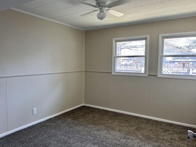 1407 Calhoun St, Peru, IL 61354 - carpeted spare room featuring a ceiling fan, baseboards, and ornamental molding