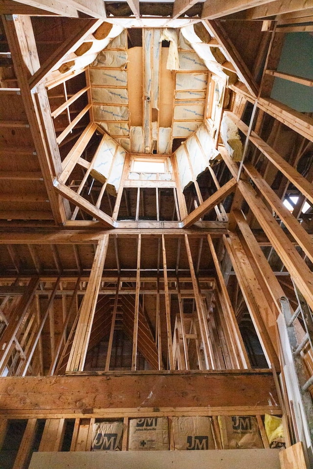 view of unfinished attic
