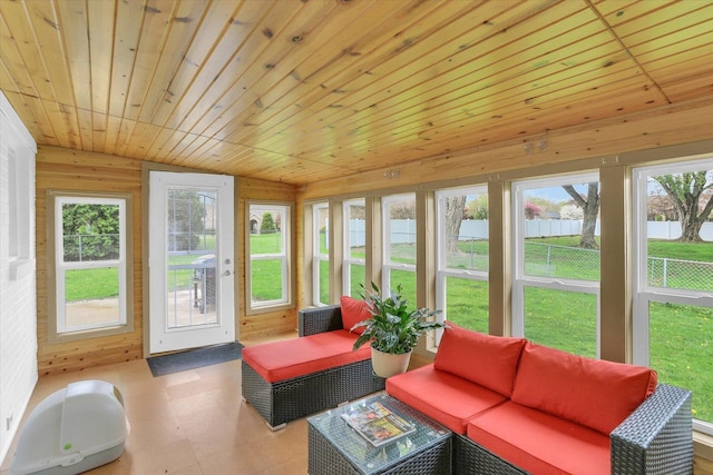 3104 Park Haven Blvd, Danville, IL 61832 - sunroom with healthy amount of natural light, an outdoor hangout area, wooden ceiling, and tile patterned floors